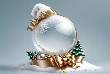 Poster - New Year greeting card, snow, New Year balls and place for text