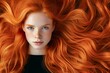 © anatolir - Close-up of a young woman with vibrant red hair and captivating blue eyes
