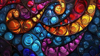 Wall Mural - A colorful abstract painting with a blue and purple swirl