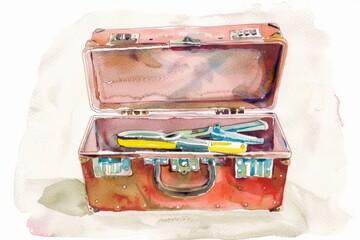 Watercolor Toolbox with Tools Symbolizing Preparedness