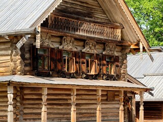 Wall Mural - A window in an old Russian wooden house