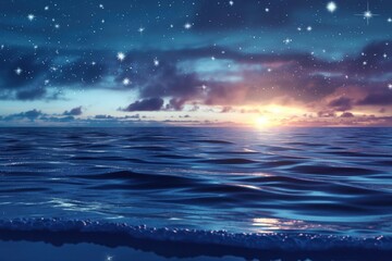 Wall Mural - The blue ocean at dawn