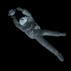 Wall Mural - astronaut is jumping to catch the american ball