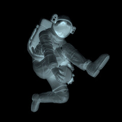 Wall Mural - astronaut is playing basketball