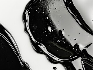 Wall Mural - A black and white photo of a liquid with a lot of bubbles. The bubbles are scattered throughout the liquid, creating a sense of movement and energy. The photo has a dreamy, ethereal quality to it