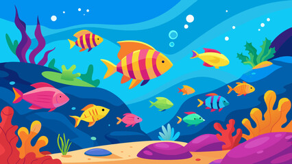 Wall Mural - coral reef with fishes