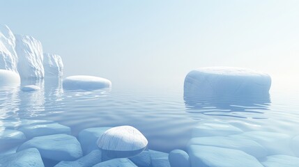 Canvas Print - Frozen Landscape: Icebergs in a Calm Sea