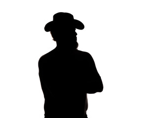 Poster - silhouette of a male cowboy on a white background