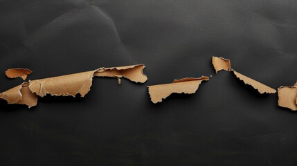 Canvas Print - High quality torn cardboard edges isolated on black for collage