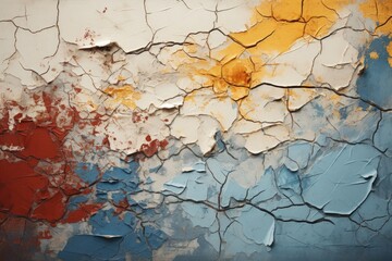 Cracked painting in the texture of the surface of the old abstract background wa, generative IA