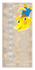 Wall Mural - cartoon scene with height measurement for kids with happy play scene with some animals dino dinosaurs prehistoric friends happy togehter illustration