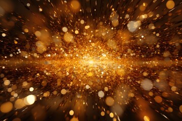 Texture, explosion background illustration of bright gold particle dust, generative IA