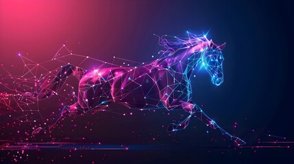  horse racing , polygonal backdrop, featuring connected dots and lines.