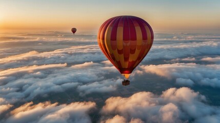 Sticker - Hot air balloons floating above the clouds. AI.