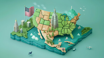 United States 3D vector illustration