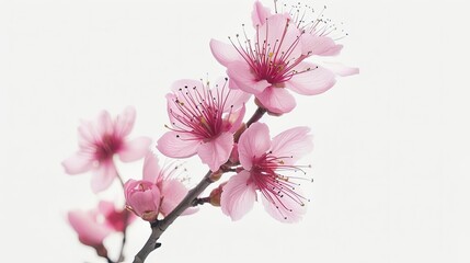 Canvas Print - Delicate Pink Blossoms Against a White Background