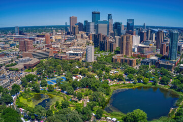 aerial view of minneapolis, minnesota during summer