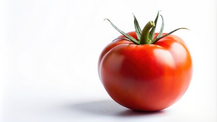 Wall Mural - Ripe tomato in front of white background, tomato, ripe, red, vegetable, fresh, organic, healthy, juicy, food, ingredient