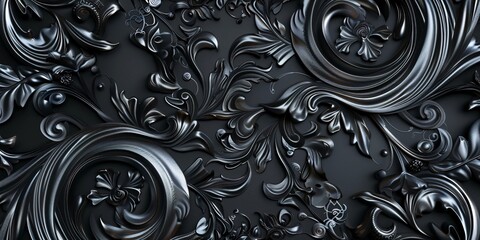 Wall Mural - Black Metal Floral Ornament