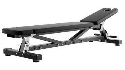 Adjustable incline bench, black and silver, isolated on white background