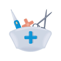 Sticker - nurse hat and medical objects for treatment