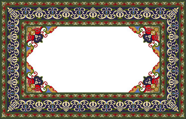 Wall Mural - Frames and corners of ethnic abstract rugs Free space for design work