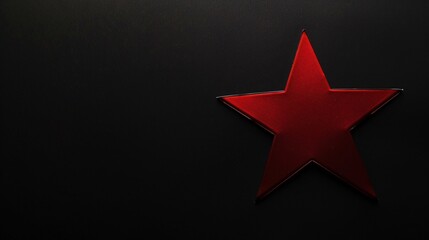 Wall Mural - Red Star on Black Background with Copy Space