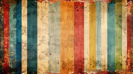 Poster - Vintage Paper with Colorful Striped Border