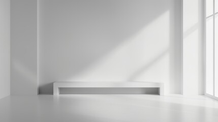 Poster - Minimalist Interior Design with a White Bench and Natural Light