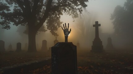 monster hand on grave