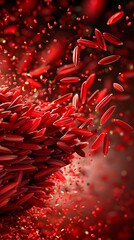 Wall Mural - Energetic Abstract Red Texture Composition Representing Biological Plasma Components