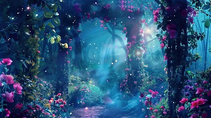 Poster - Enchanted Forest at Night