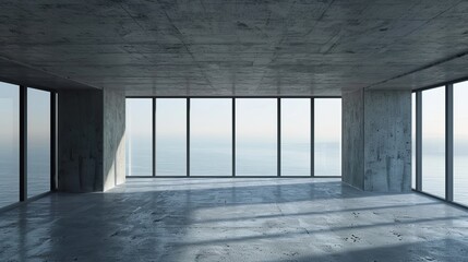 Wall Mural - Concrete Room with Ocean View