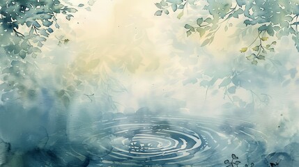 Canvas Print - The soft, delicate washes of watercolor created a sense of serenity and calm, like ripples on a tranquil pond.