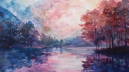 Canvas Print - The subtle, nuanced colors of watercolor allowed me to capture the fleeting beauty of nature, from the soft blush of a sunset to the cool, tranquil waters of a mountain stream.