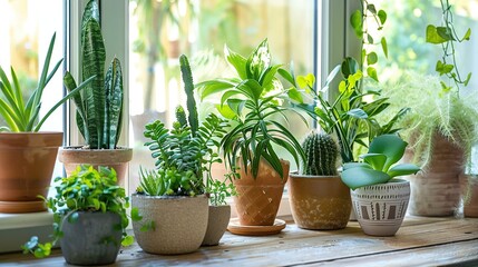 Wall Mural - Indoor Plants on Windowsill