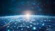 © Berkah - Mobile global internet communications. World wide web on phone via wireless satellite network technology. Smartphone digital connection at clouds services of all earth. Holographic abstract interface.