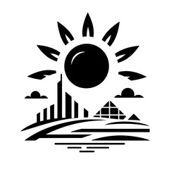 logo environment solar  sun  city  leaf and Land. vector