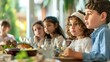 © kimly - A family gathering of Jewish children during a Passover Seder, listening to the story of Exodus.