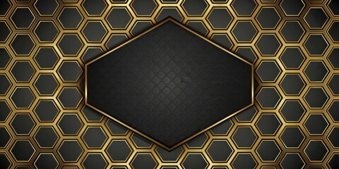 Hexagonal geometric black and gold pattern background, hexagon, black, gold, geometric, abstract, design, trendy, stylish