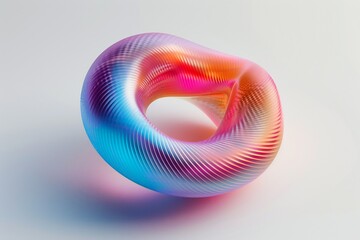 3D rendering of an abstract torus shape with a gradient color transition , generated by ai