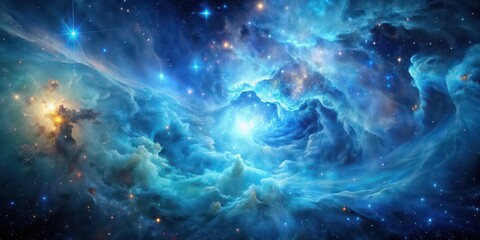 Wall Mural - ethereal nebula with shades of blue resembling the cerulean cosmos, cosmic, universe, ethereal, blue