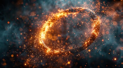 Wall Mural - A circle of fire with a lot of sparks surrounding it