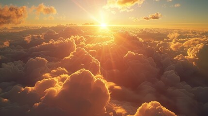 Wall Mural - The sky is filled with clouds and the sun is shining brightly through them