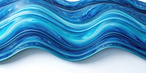 Poster - Blue waves marble pattern on a glossy surface , marble, blue, waves, texture, abstract, background, design, shiny, elegant