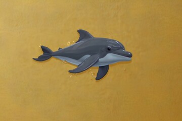 Canvas Print - dolphin  on mustard background 