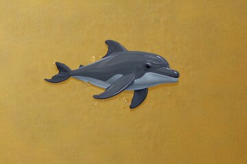 Sticker - dolphin  on mustard background 