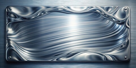 Canvas Print - render of glossy silver metal with a fluid chrome mirror water effect, silver, metal, glossy, render, chrome, mirror, water