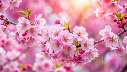 Sticker - Beautiful pink cherry blossoms blooming in spring , cherry blossoms, pink, spring, sakura, flowers, petals, nature, blooming, season