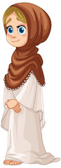 Poster - Illustration of a girl wearing a brown hijab